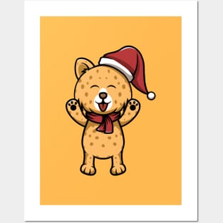 Cute Christmas Leopard Posters and Art